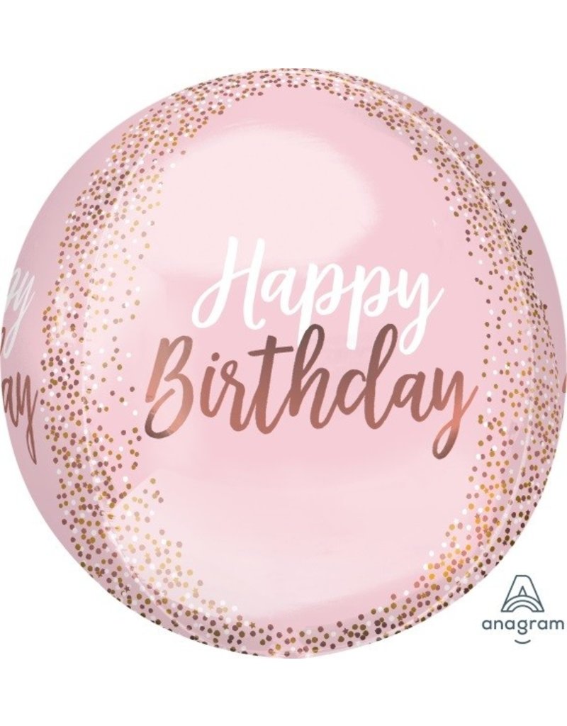 Blush Birthday Orbz Mylar Balloon