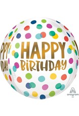 Happy Dots Birthday Orbz 15" Mylar Balloon