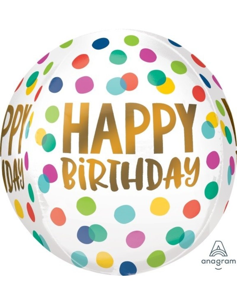 Happy Dots Birthday Orbz 15" Mylar Balloon