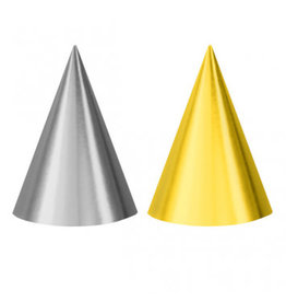 Silver & Gold Cone Party Hats (12)