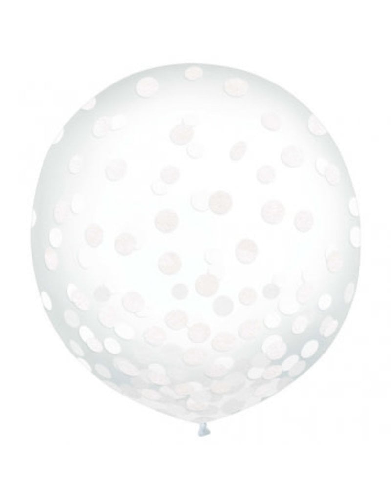 24" Latex Balloons w/ Confetti, -White Tissue