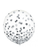 24" Latex Balloons w/ Confetti, -Silver Foil