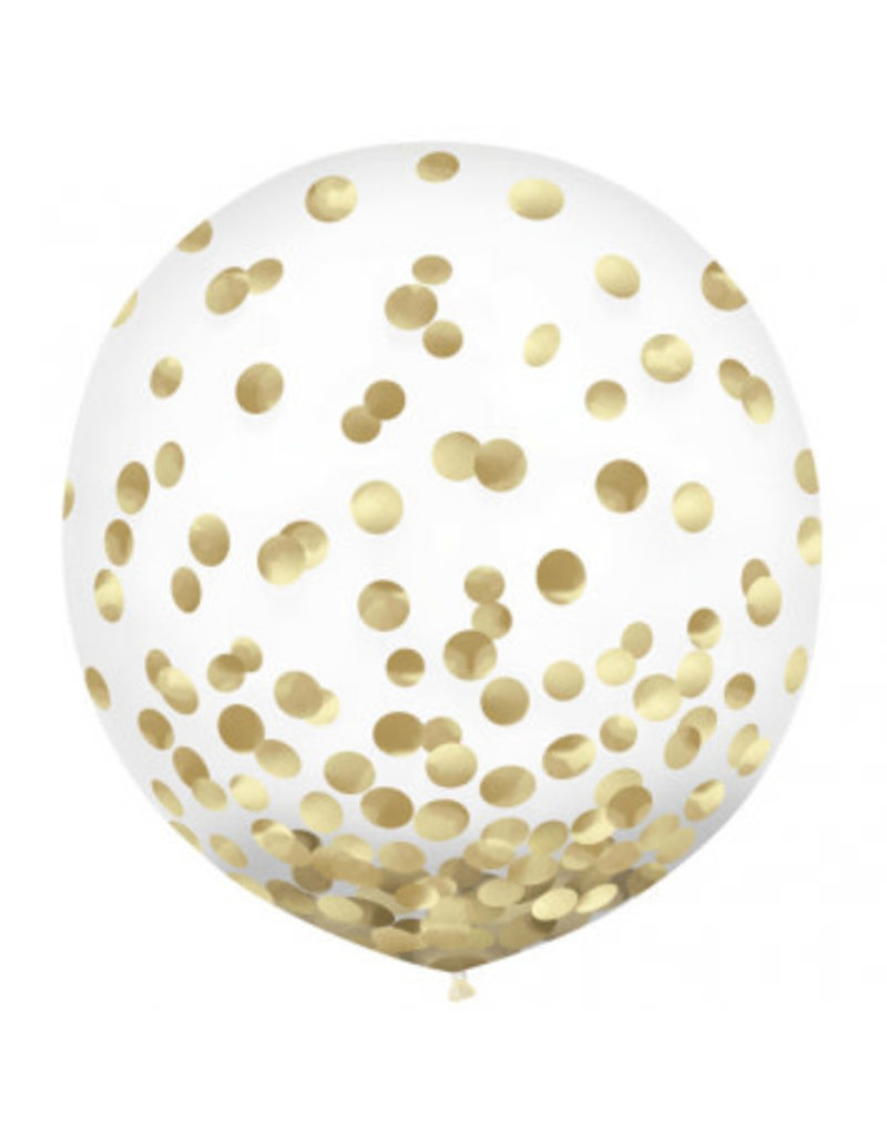 24" Latex Balloons w/ Confetti,- Gold Foil