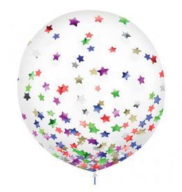 24" Latex Balloons w/ Confetti, -Stars, Multi