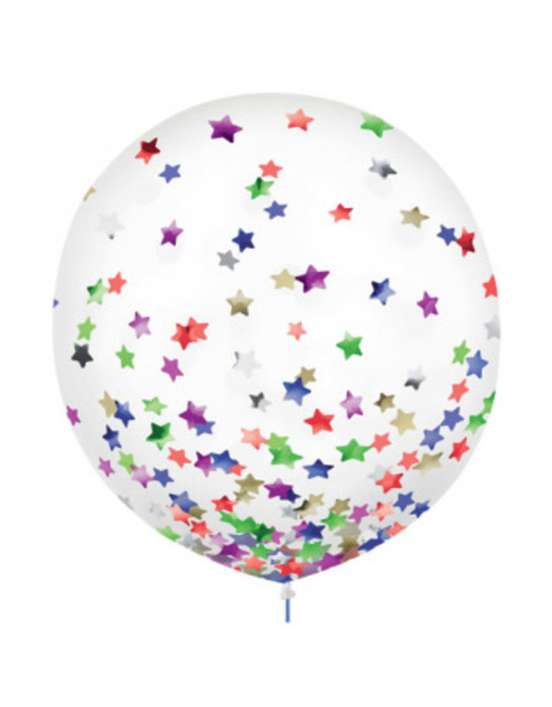 24" Latex Balloons w/ Confetti, -Stars, Multi
