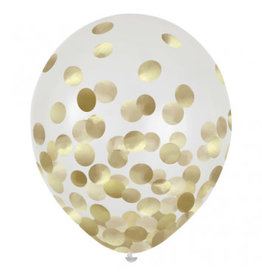 12" Latex Balloons w/ Confetti, - Gold Foil