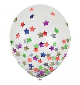 12" Latex Balloons w/ Confetti, -Stars, Multi