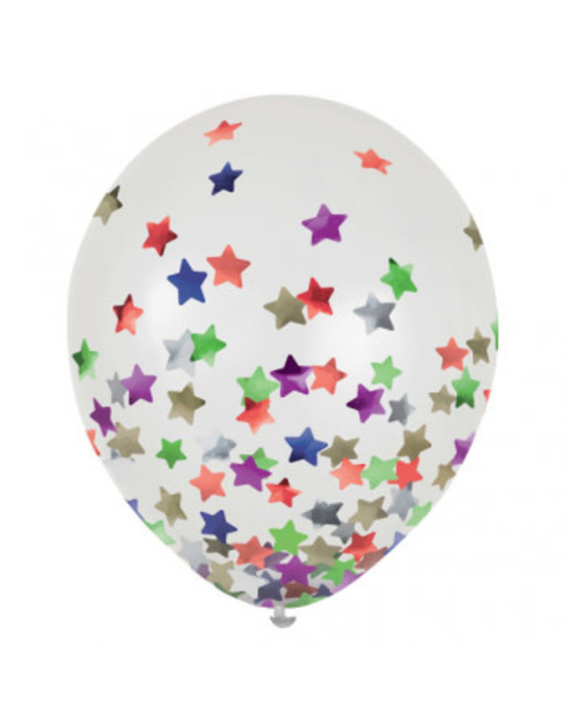 12" Latex Balloons w/ Confetti, -Stars, Multi