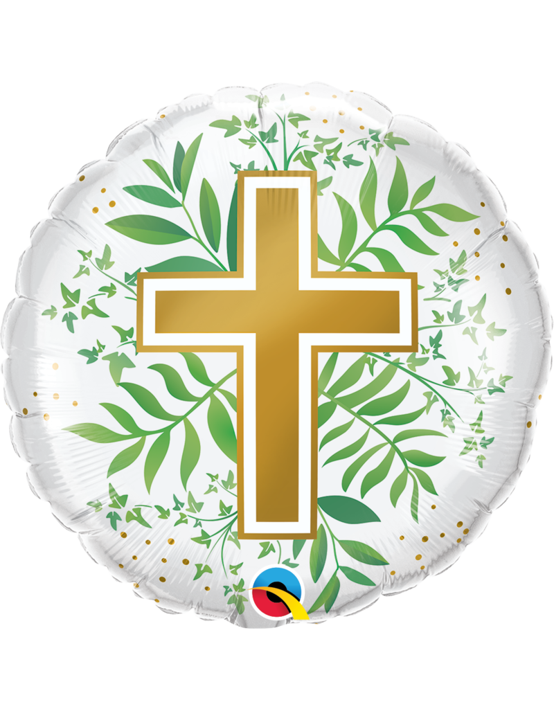 Golden Cross & Greenery 18" Mylar Balloon