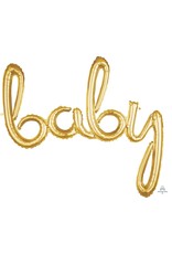 Air-Filled Gold Baby Script Balloon 39" X 33"