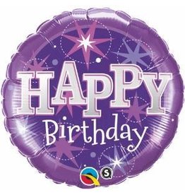 Birthday Sparkle Purple 18" Mylar Balloon