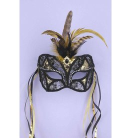 Black & Gold Lace Mask