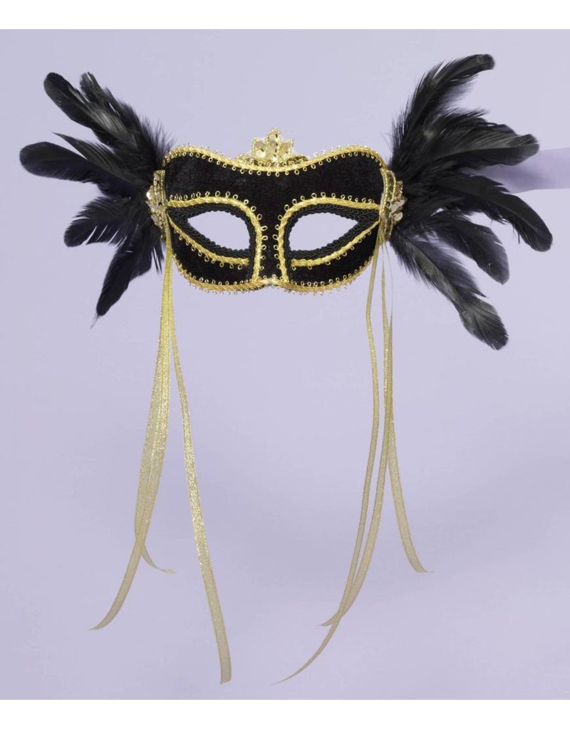 Black Feathered Venetian Mask