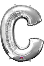 Silver Letter C Mylar 34" Balloon