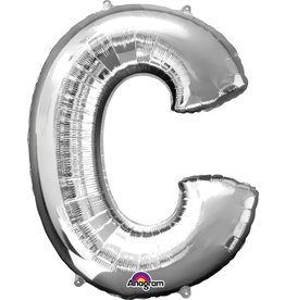 Silver Letter C Mylar 34" Balloon