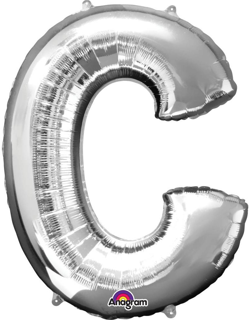 Silver Letter C Mylar 34" Balloon