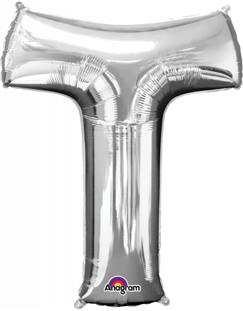 Silver Letter T Mylar 34" Balloon