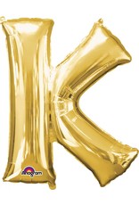 Gold Letter K Mylar 34" Balloon