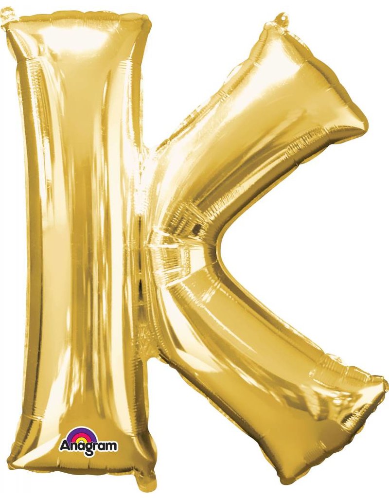 Gold Letter K Mylar 34" Balloon