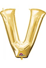 Gold Letter V Mylar34" Balloon