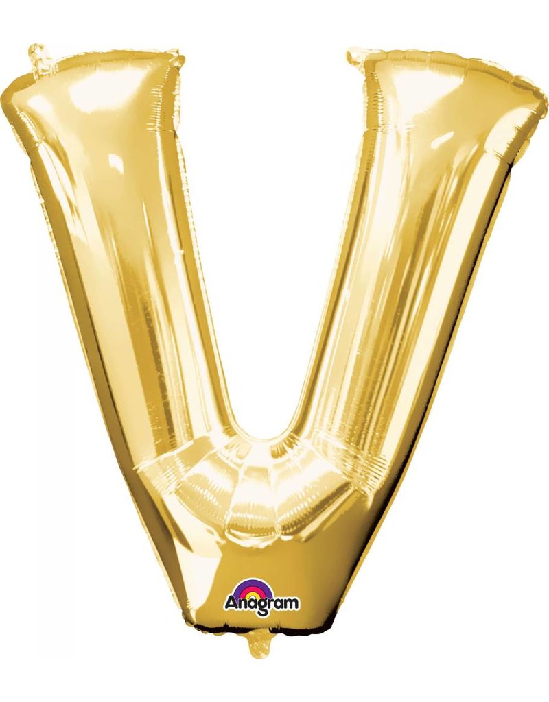 Gold Letter V Mylar34" Balloon