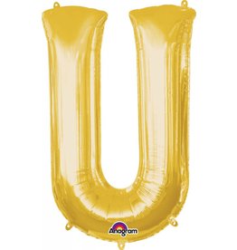 Gold Letter U Mylar 34" Balloon