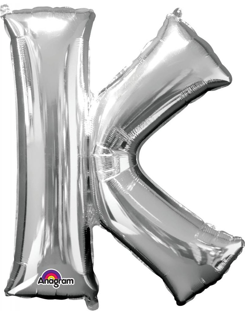 Silver Letter K Mylar 34" Balloon