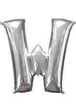 Silver Letter W Mylar 34" Balloon