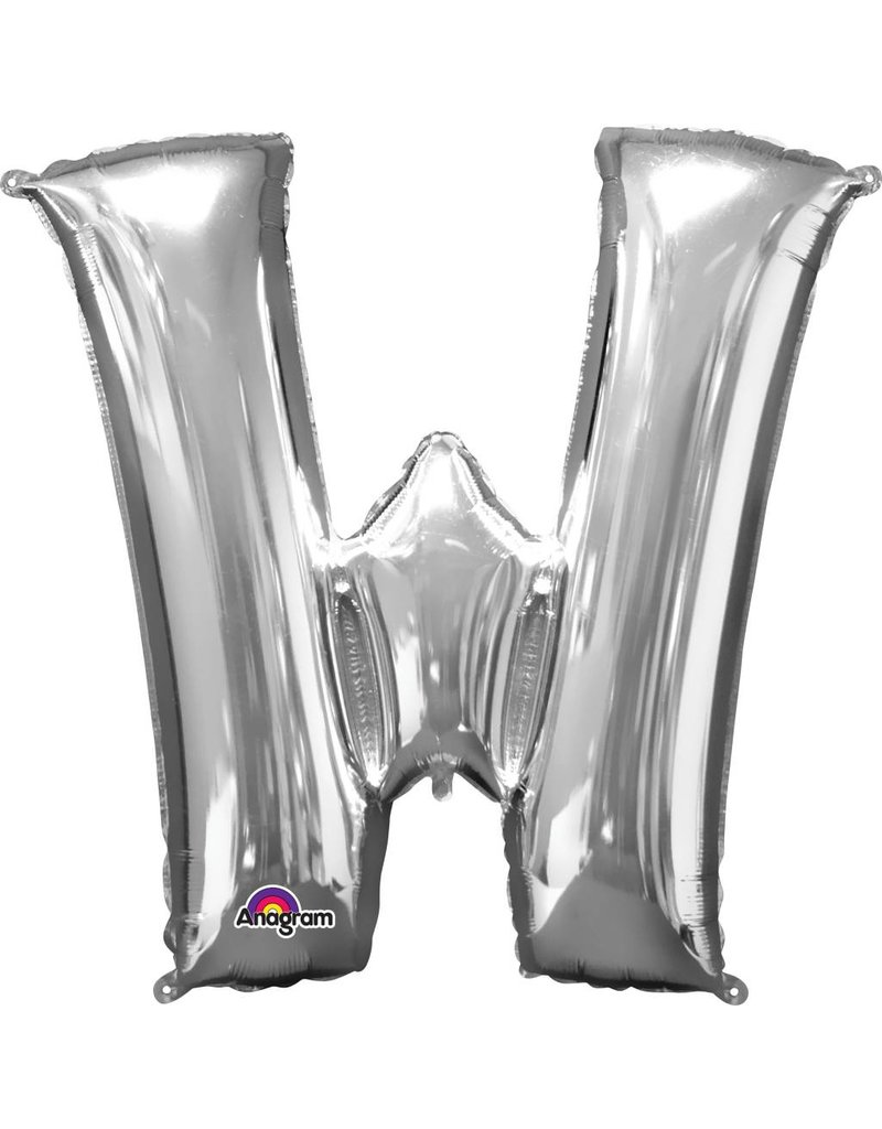 Silver Letter W Mylar 34" Balloon