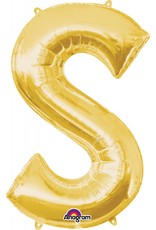 Gold Letter S Mylar 34" Balloon