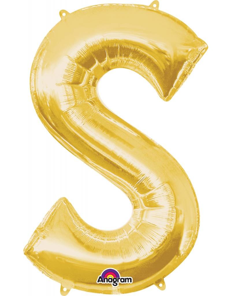 Gold Letter S Mylar 34" Balloon