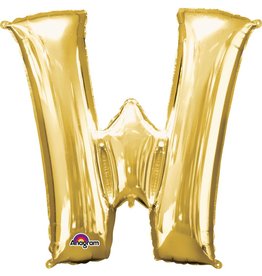 Gold Letter W Mylar 34" Balloon