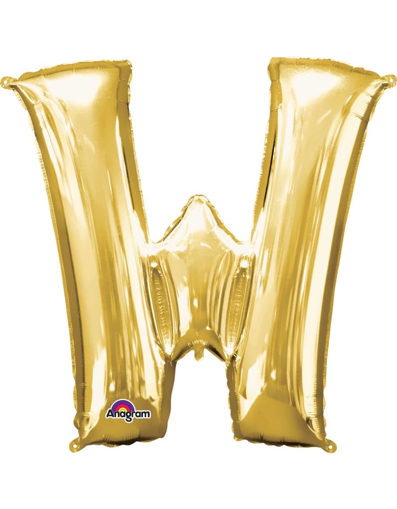 Gold Letter W Mylar 34" Balloon