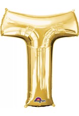 Gold Letter T Mylar 34" Balloon