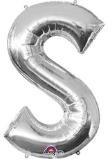 Silver Letter S Mylar 34" Balloon