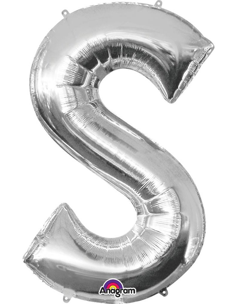 Silver Letter S Mylar 34" Balloon