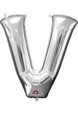 Silver Letter V Mylar 34" Balloon