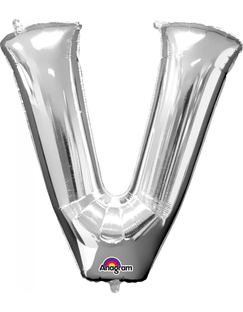 Silver Letter V Mylar 34" Balloon