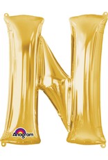 Gold Letter N Mylar 34" Balloon