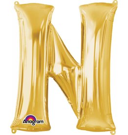 Gold Letter N Mylar 34" Balloon