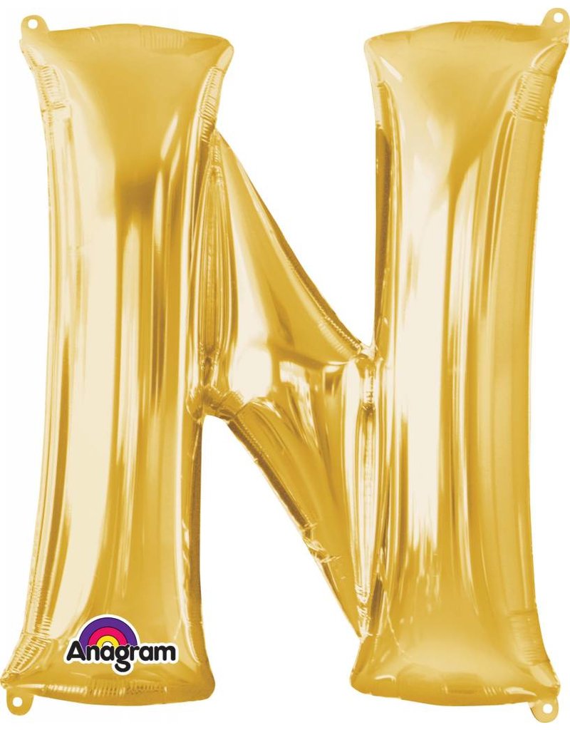 Gold Letter N Mylar 34" Balloon