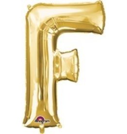 Gold Letter F Mylar 34" Balloon