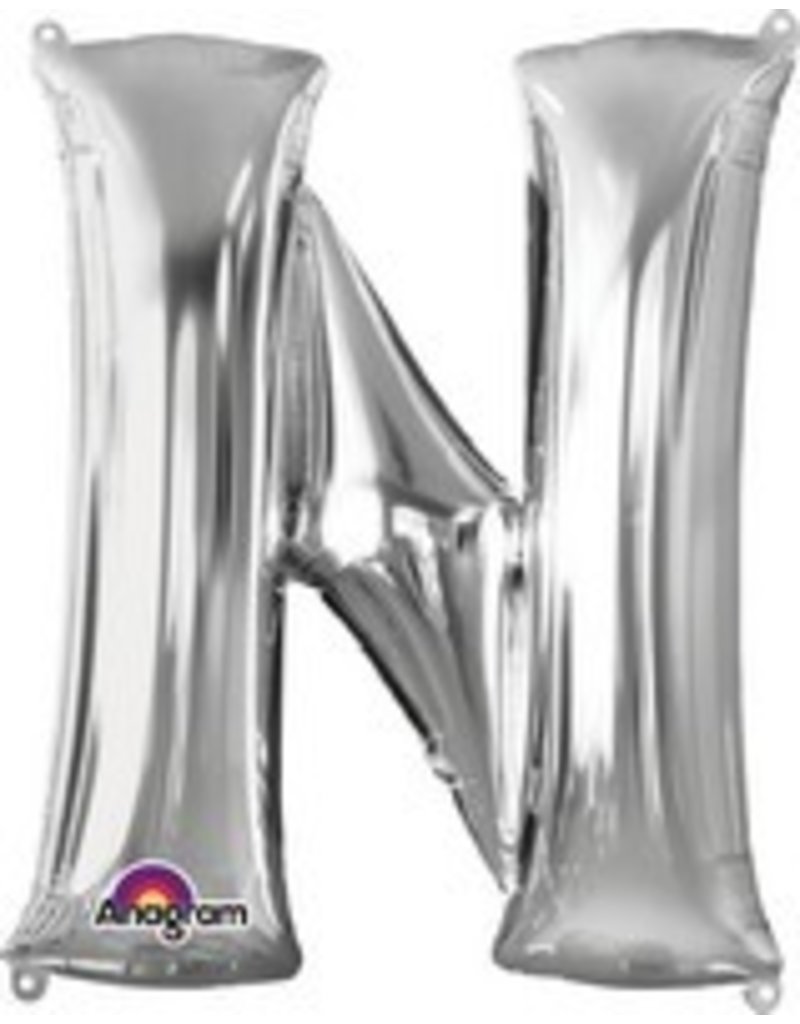 Silver Letter N Mylar 34" Balloon