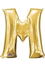 Gold Letter M Mylar 34" Balloon
