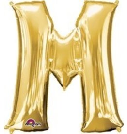 Gold Letter M Mylar 34" Balloon