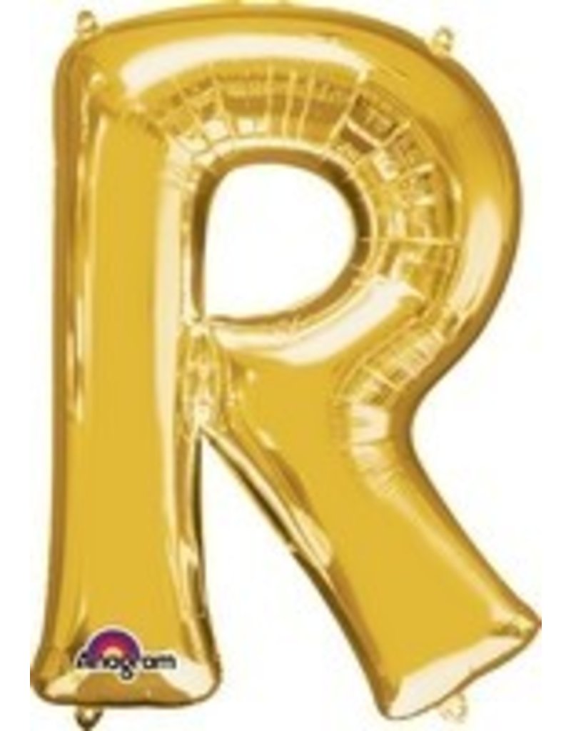 Gold Letter R Mylar 34" Balloon