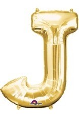Gold Letter J Mylar 34" Balloon