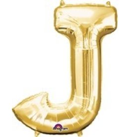 Gold Letter J Mylar 34" Balloon