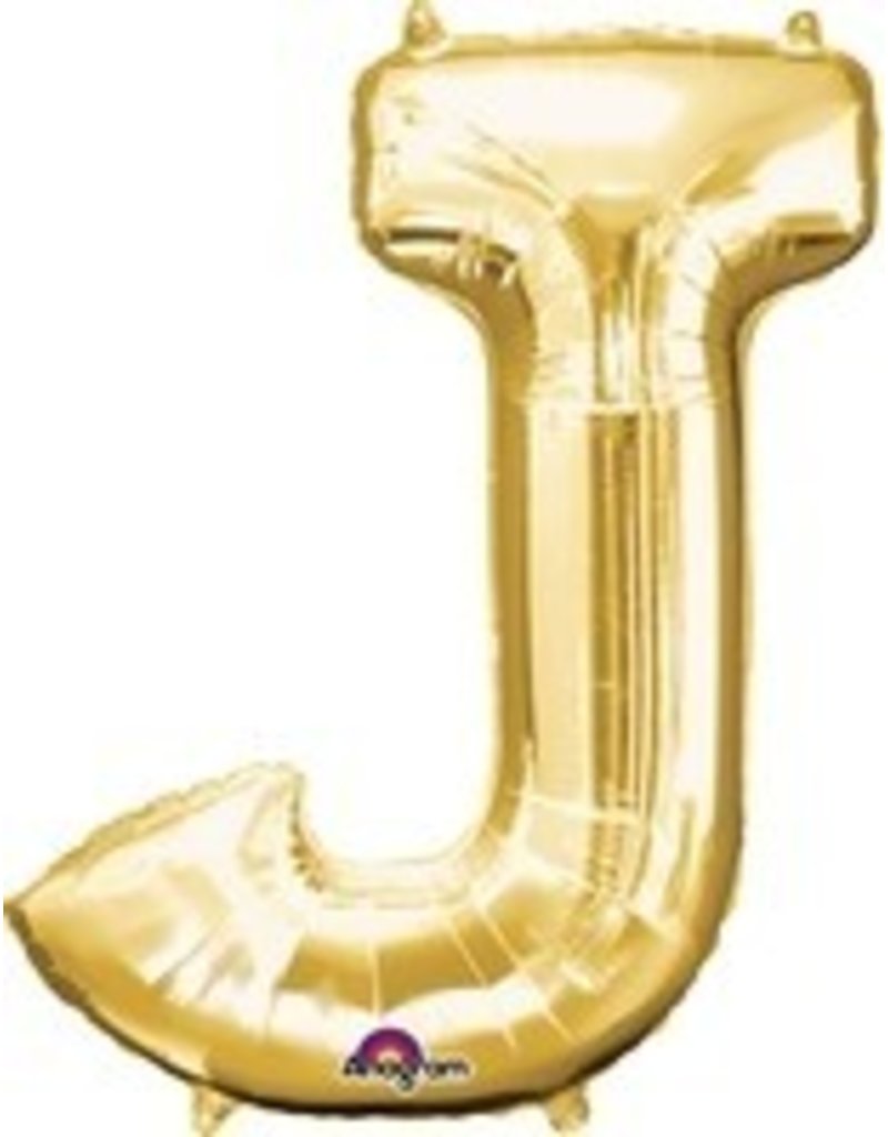 Gold Letter J Mylar 34" Balloon