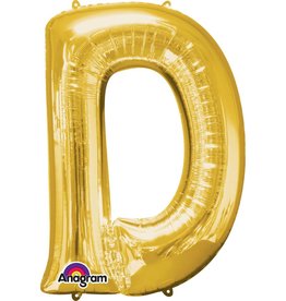 Gold Letter D Mylar 34" Balloon